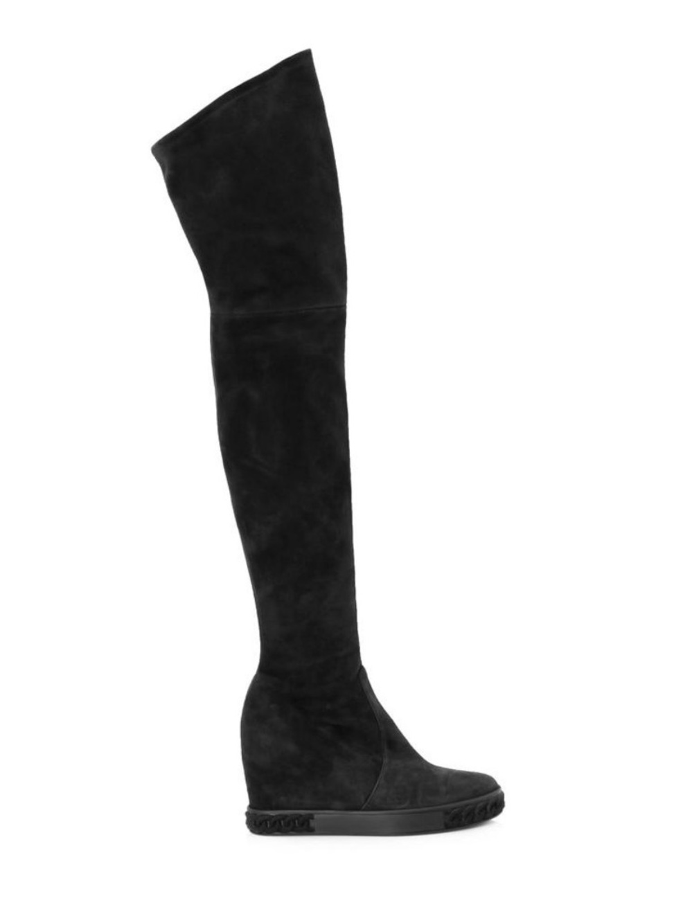 Casadei Rheum Over The Knee Black Suede Wedge Boots Size 39
